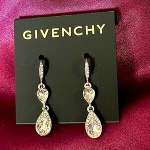 Givenchy Pave Crystal Double Drop Pear Earrings